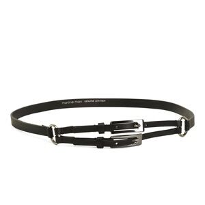 LAST CHANCE MARTINA MORI Leather Double Buckle Belt With Side Rings